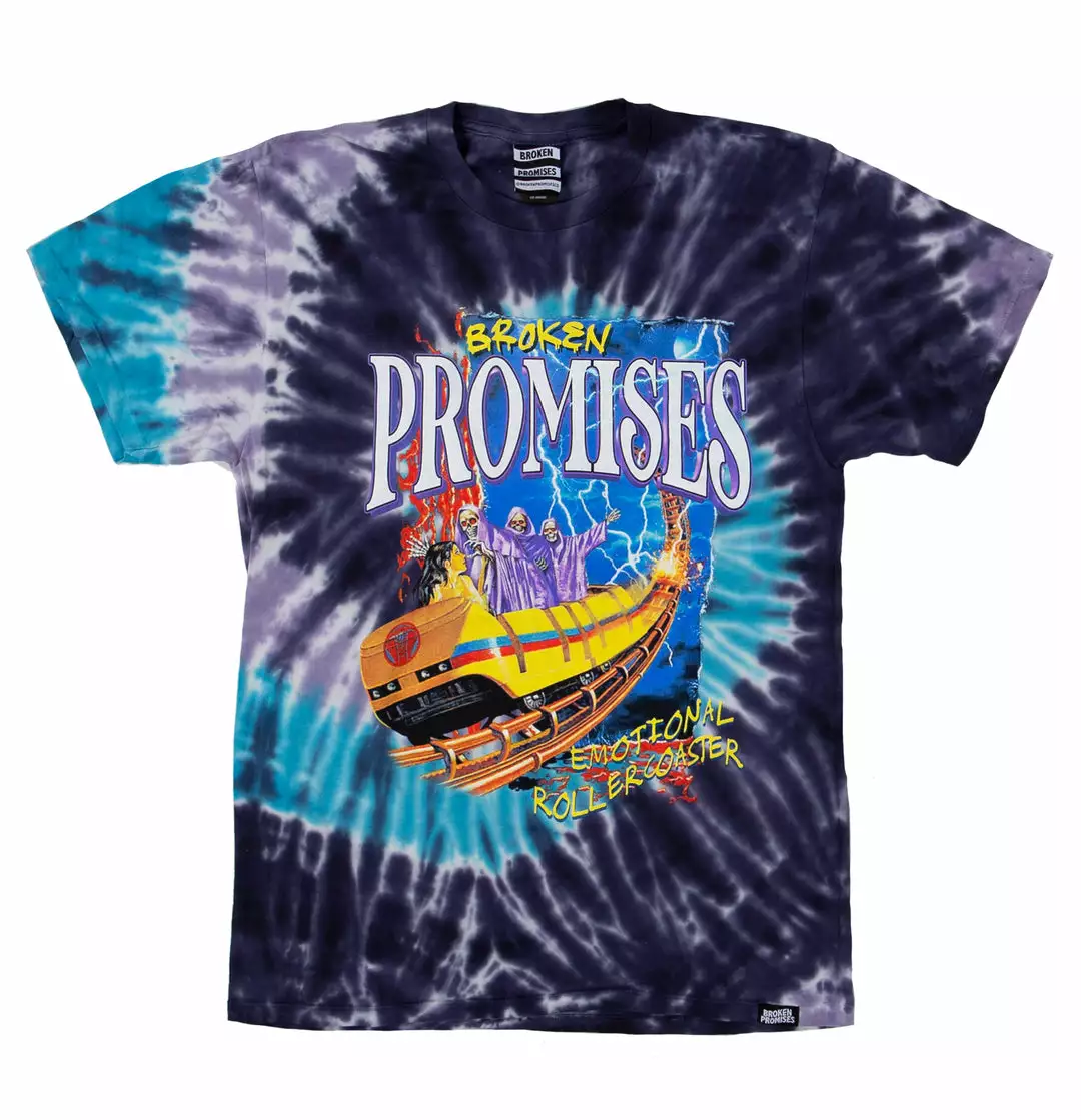 BROKEN PROMISES Up's And Down's Tie Dye Tee Purple