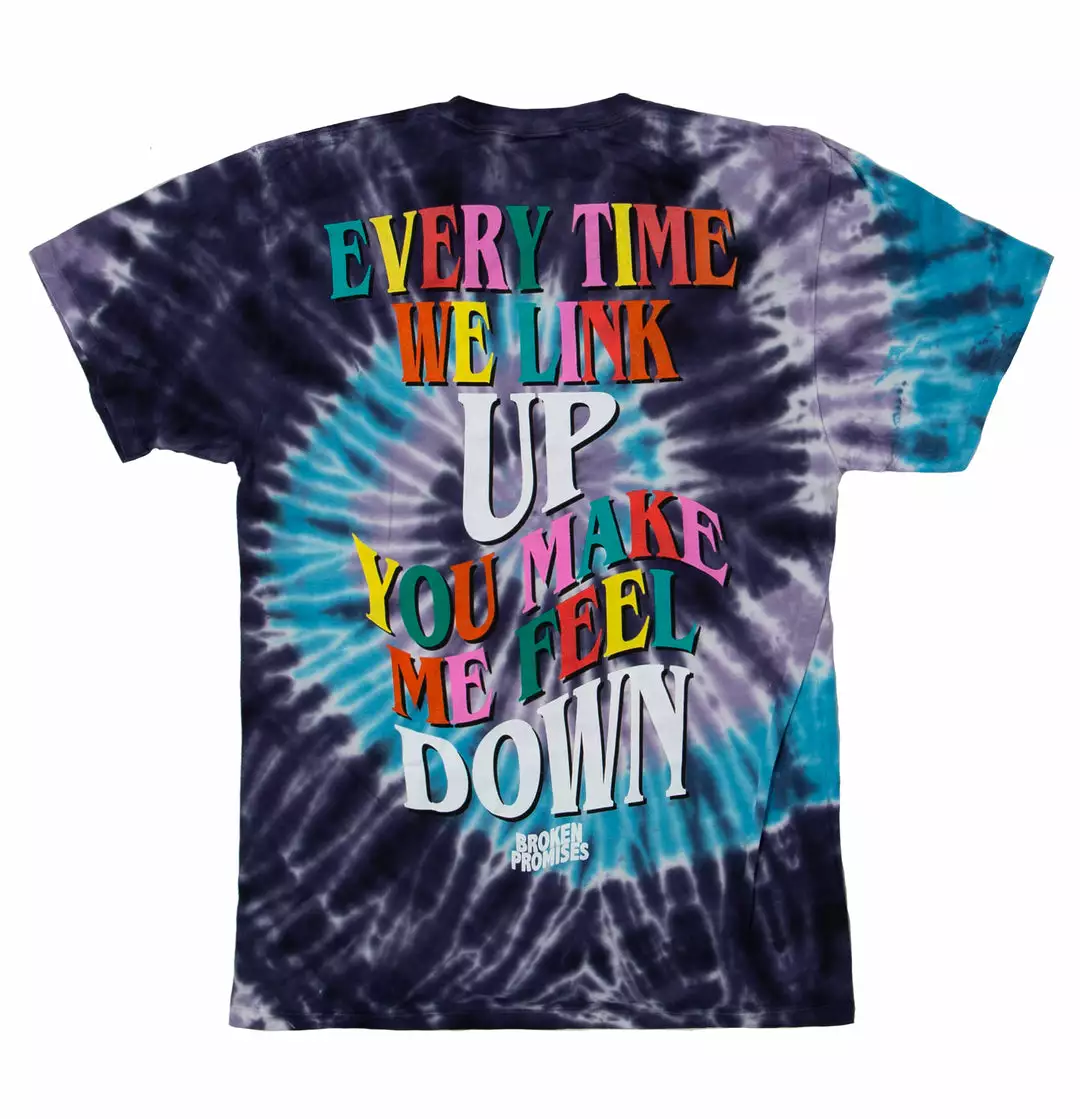 BROKEN PROMISES Up's And Down's Tie Dye Tee Purple