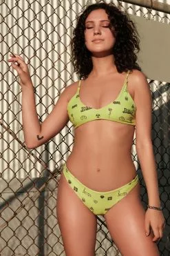BROKEN PROMISES Toxic Relationship Bikini Top Neon Green