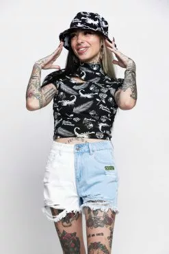 BROKEN PROMISES Outsider Two Tone Denim Short Bottoms
