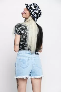 BROKEN PROMISES Outsider Two Tone Denim Short Bottoms