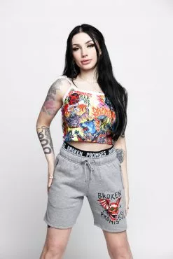 BROKEN PROMISES Batwing Banded Sweatshort Grey