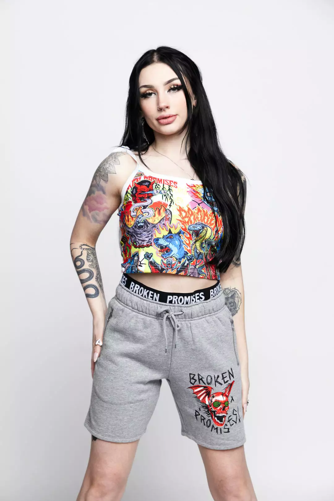 BROKEN PROMISES Batwing Banded Sweatshort Grey