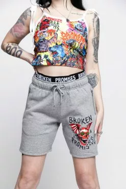 BROKEN PROMISES Batwing Banded Sweatshort Grey