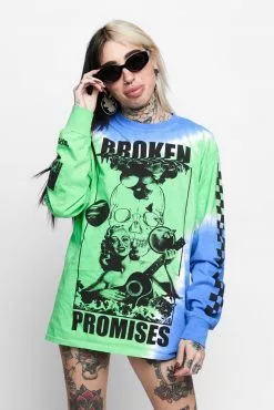 BROKEN PROMISES Shirts Acoustics Green Tie Dye L/S Tee