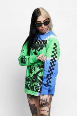 BROKEN PROMISES Shirts Acoustics Green Tie Dye L/S Tee