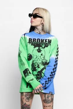 BROKEN PROMISES Shirts Acoustics Green Tie Dye L/S Tee