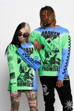 BROKEN PROMISES Shirts Acoustics Green Tie Dye L/S Tee