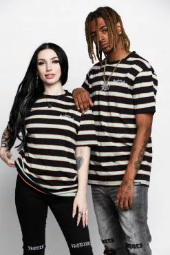 BROKEN PROMISES Shirts Salvage Script Stripe Tee