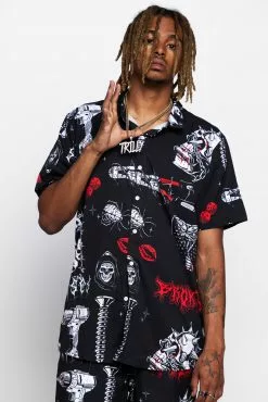 BROKEN PROMISES Love & Pain Button-Up Shirt