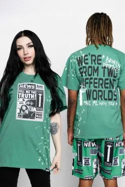 BROKEN PROMISES Headlines Green Splatter S/S Tee