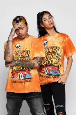 BROKEN PROMISES Shirts BP X Hot Wheels Wheels Fall Off Org Tie Dye S/S