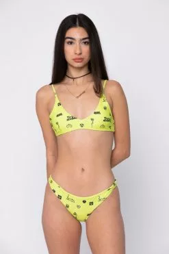 BROKEN PROMISES Toxic Relationship Bikini Top Neon Green