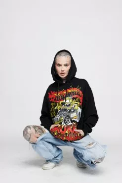 BROKEN PROMISES BP X Hot Wheels Lost Control Hoodie Black Hoodies