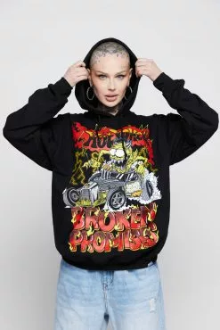 BROKEN PROMISES BP X Hot Wheels Lost Control Hoodie Black Hoodies