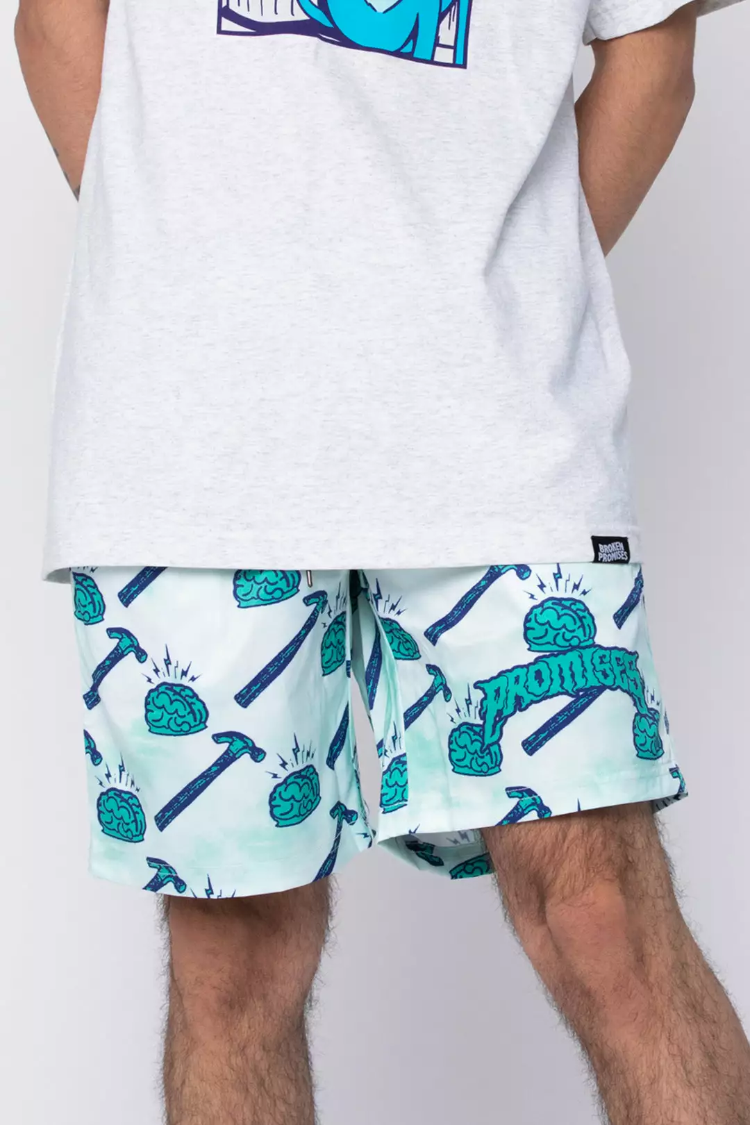 BROKEN PROMISES Brain Waves Shorts Green