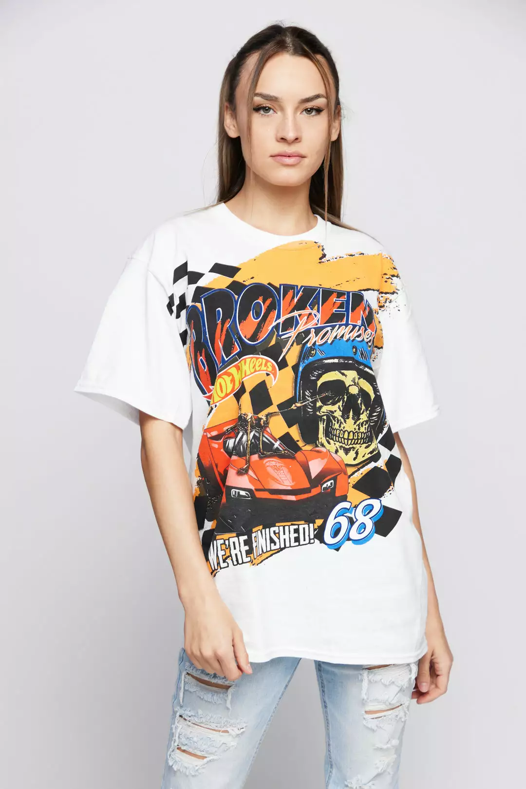 BROKEN PROMISES BP X Hot Wheels We're Finished S/S Tee White Shirts