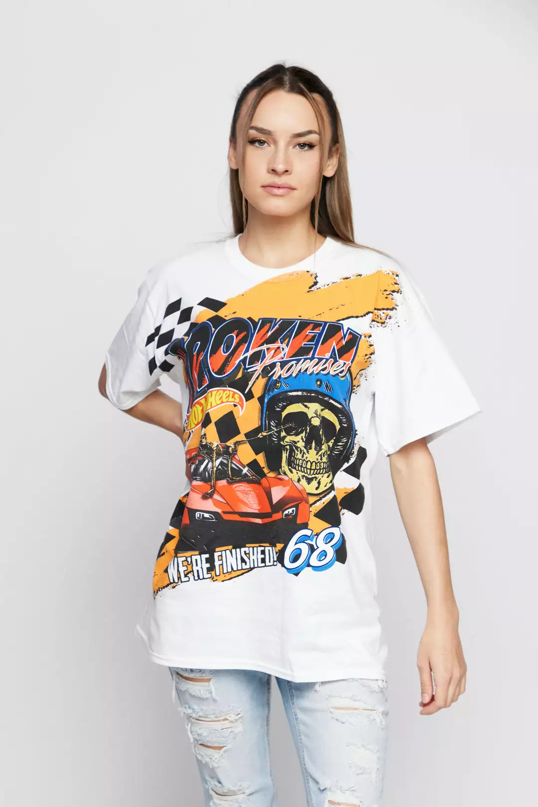 BROKEN PROMISES BP X Hot Wheels We're Finished S/S Tee White Shirts