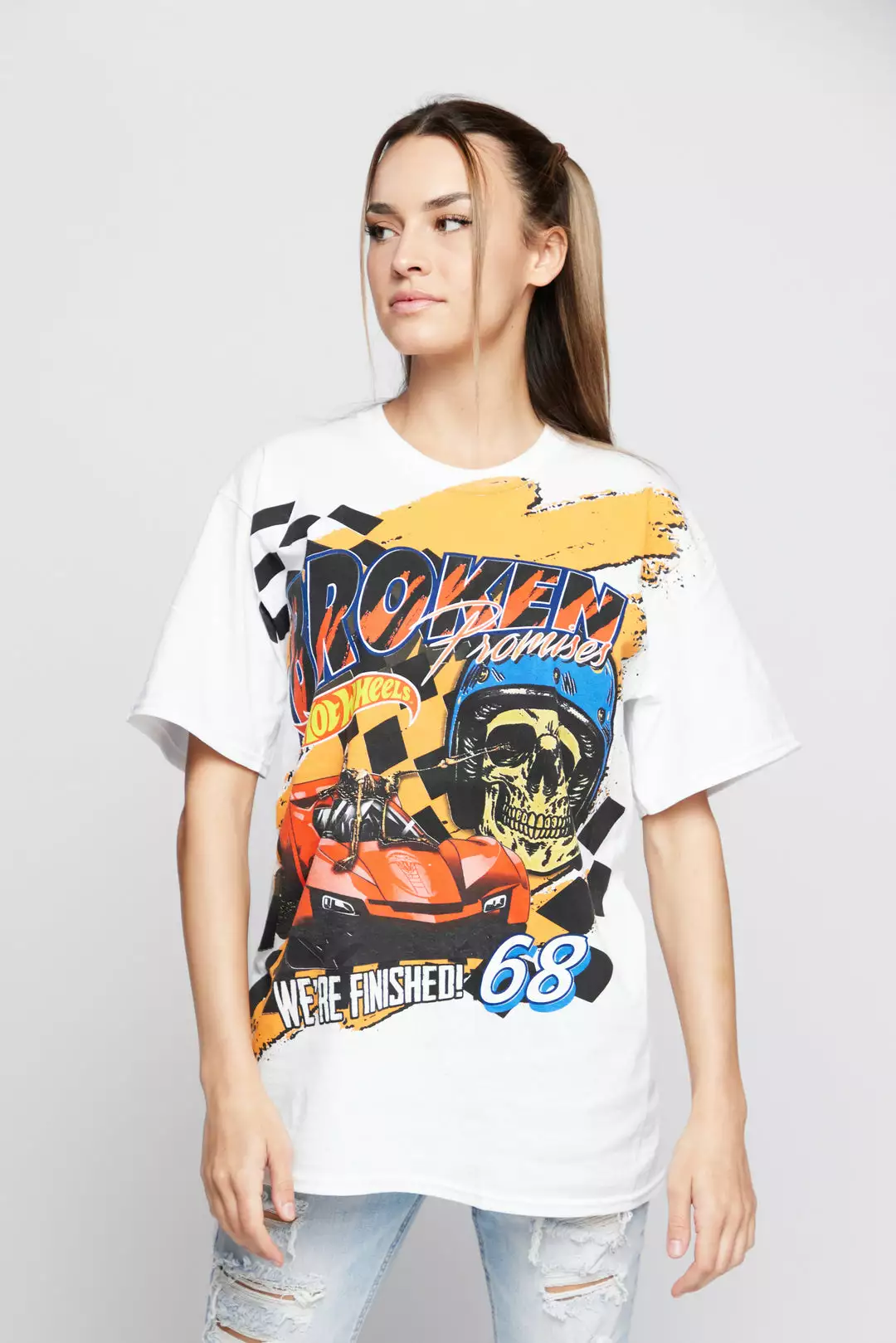 BROKEN PROMISES BP X Hot Wheels We're Finished S/S Tee White Shirts