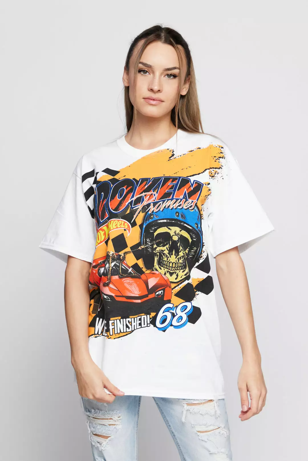 BROKEN PROMISES BP X Hot Wheels We're Finished S/S Tee White Shirts