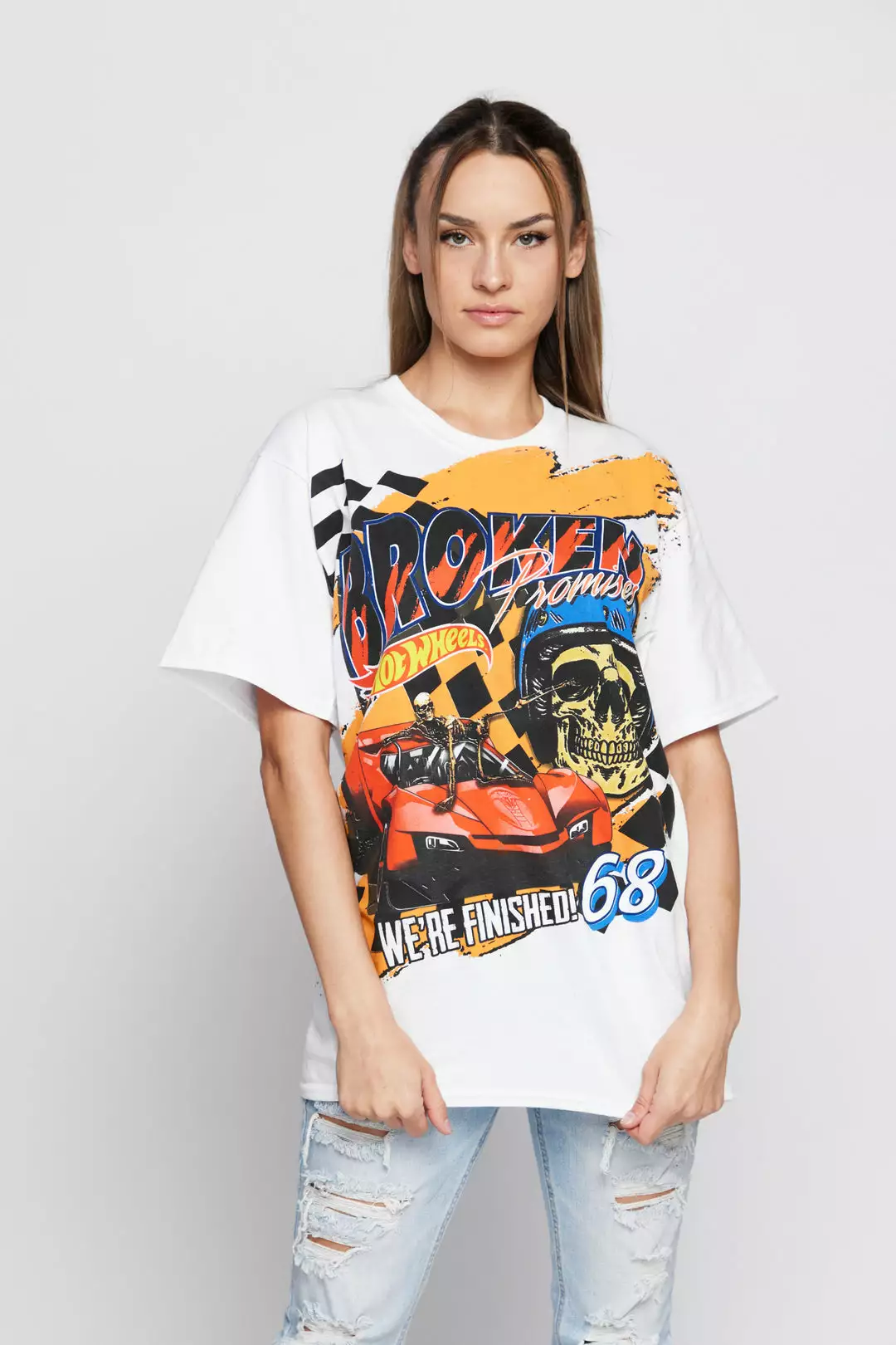 BROKEN PROMISES BP X Hot Wheels We're Finished S/S Tee White Shirts