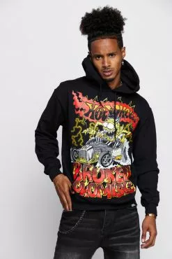 BROKEN PROMISES BP X Hot Wheels Lost Control Hoodie Black Hoodies