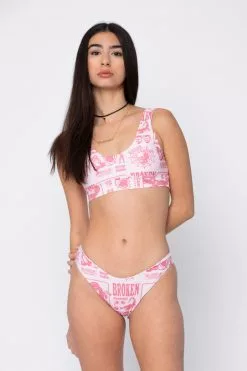 BROKEN PROMISES Demon Lover Bikini Top Pink Swim