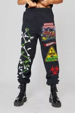 BROKEN PROMISES BP X Hot Wheels Drive Me Crazy Sweats Black Bottoms