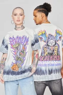 CASH Bad Chemistry Stripe Dye Tee White/Grey Shirts