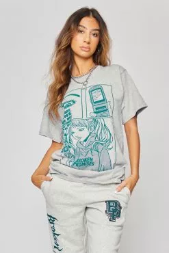 BROKEN PROMISES Leave Me Alone Grey S/S Tee Shirts