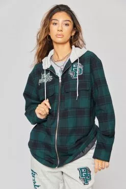 BROKEN PROMISES Poor Sport Flannel Zip Up Shirts