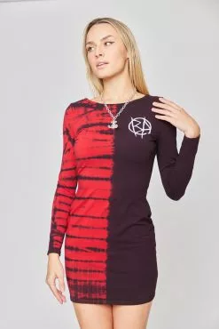 BROKEN PROMISES Womens Riot Split Dye L/S Dress