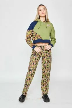 BROKEN PROMISES Hoodies Reaper Camo Patchwork Crop Hoodie