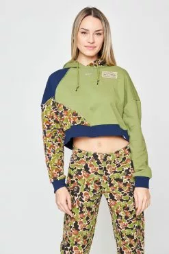 BROKEN PROMISES Hoodies Reaper Camo Patchwork Crop Hoodie