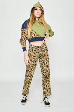 BROKEN PROMISES Hoodies Reaper Camo Patchwork Crop Hoodie