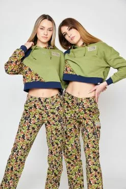 BROKEN PROMISES Hoodies Reaper Camo Patchwork Crop Hoodie