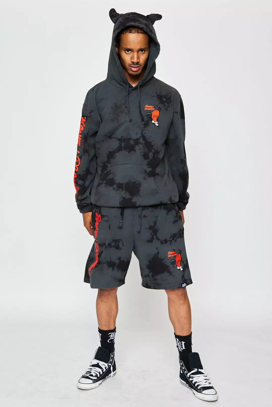 CASH Call 666 Crystal Wash Horn Hoodie Black Hoodies