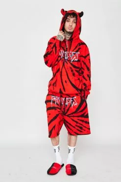 CASH Headbang Shorts Spiral Red/Black Tie Dye Hoodies