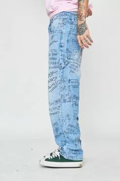 BROKEN PROMISES Bottoms Triple Text Denim