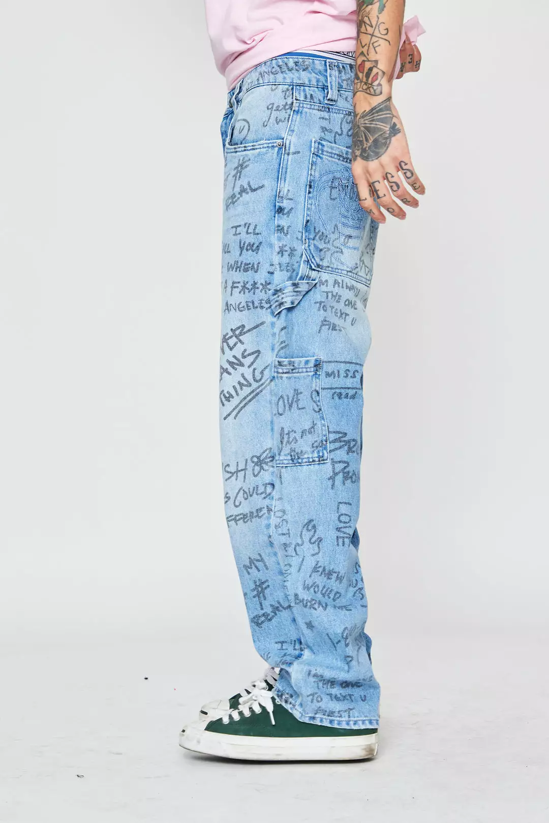 BROKEN PROMISES Bottoms Triple Text Denim