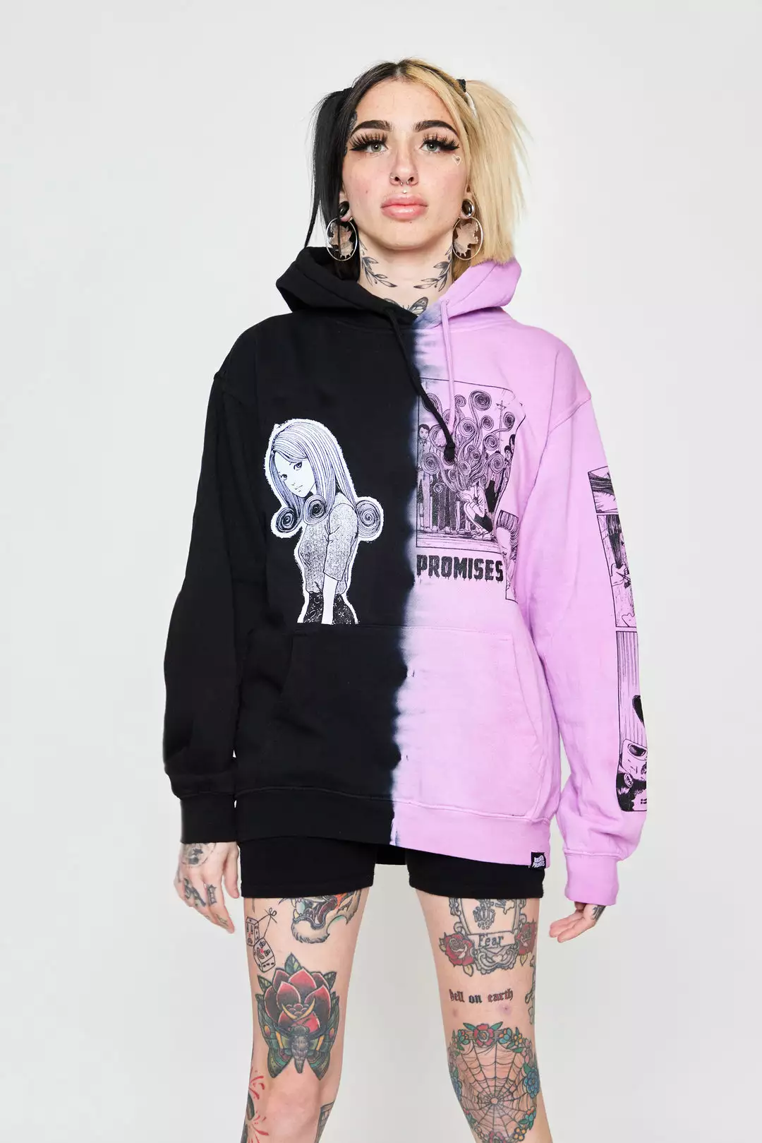 BROKEN PROMISES Hoodies Junji Ito Medusa Split Dye Hoodie