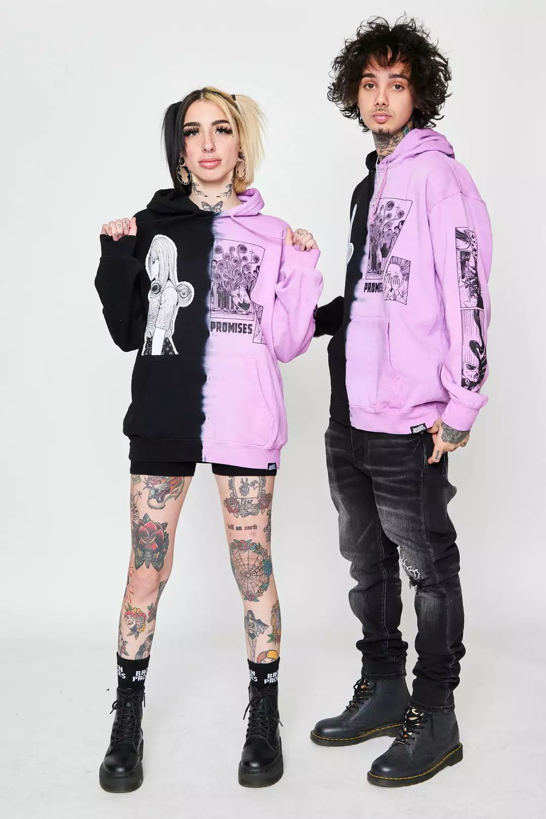BROKEN PROMISES Hoodies Junji Ito Medusa Split Dye Hoodie