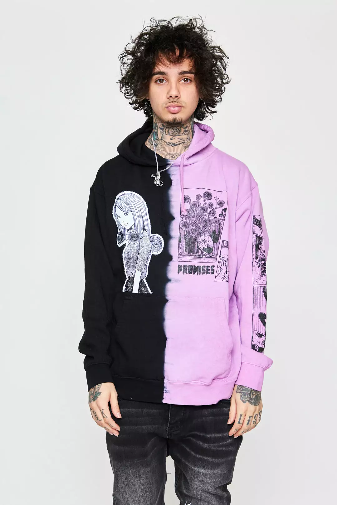 BROKEN PROMISES Hoodies Junji Ito Medusa Split Dye Hoodie