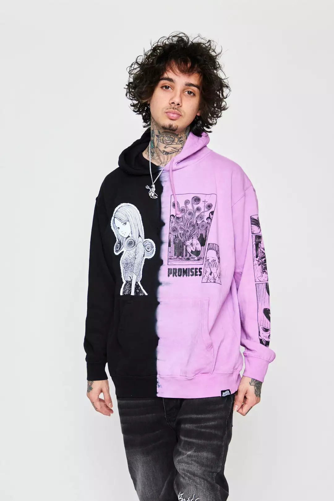 BROKEN PROMISES Hoodies Junji Ito Medusa Split Dye Hoodie