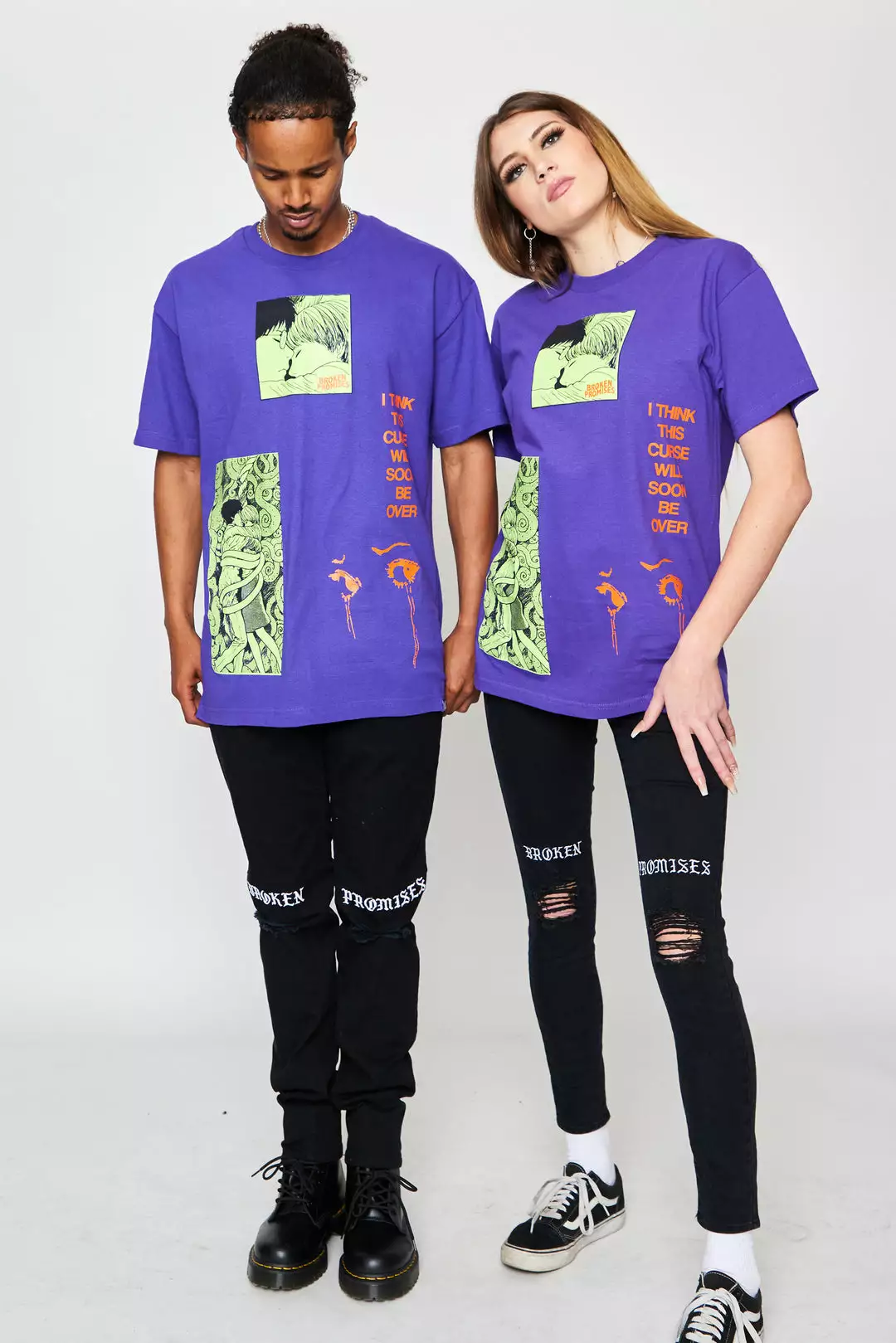 BROKEN PROMISES Junji Ito The Curse Tee Purple Shirts