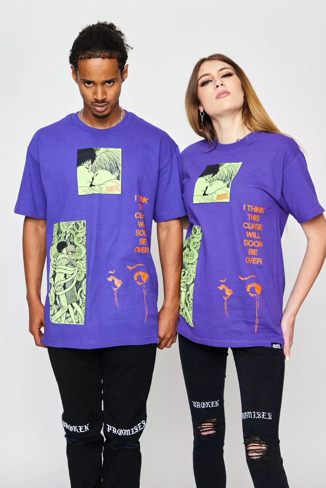 BROKEN PROMISES Junji Ito The Curse Tee Purple Shirts