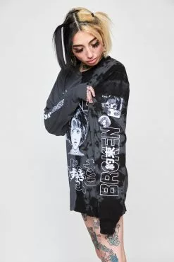 BROKEN PROMISES Junji Ito I Don't Care L/S Tee Blk