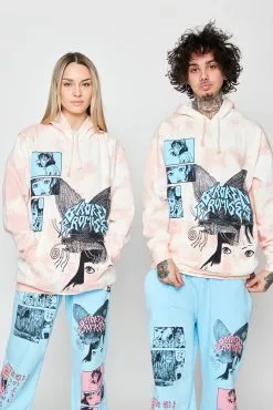 CASH Hoodies Junji Ito Butterflies Hoodie Pink