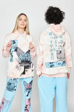 CASH Hoodies Junji Ito Butterflies Hoodie Pink