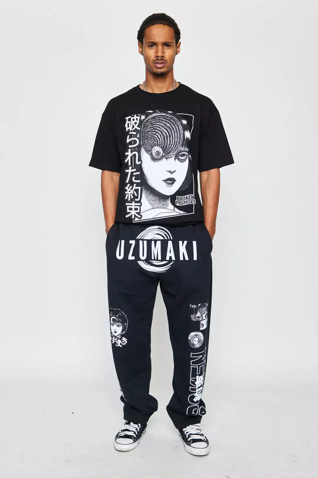 BROKEN PROMISES Bottoms Junji Ito I Don't Care Sweatpants Black